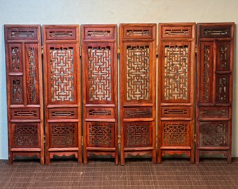 Chinese Pure Hand-carved Red Acid Wood Exquisite Hollow Out