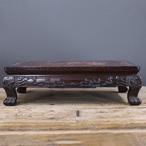 Chinese antique pure hand-carved sandalwood inlaid flower and bird pattern tea table,exquisite and unique,worthy of collection and use