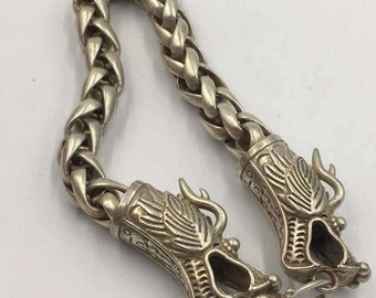 Exquisite chinese rare collectible Tibet Silver hand-carved dragon pattern Bracelet,exquisite shape