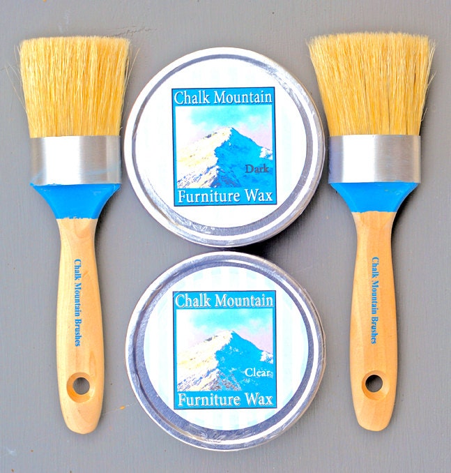 Chalk Paint Brushes 1 Medium Size & 1 Small Premium Quality Boar Bristles  for Dripless Painting 