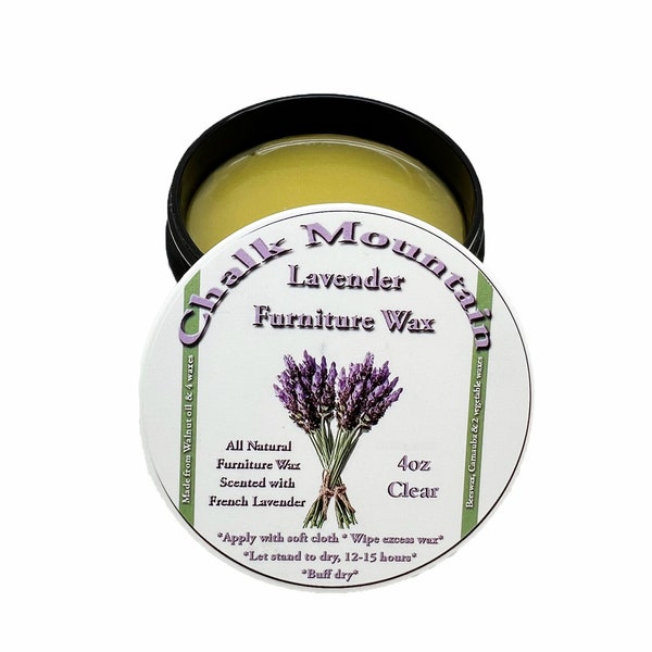 4oz Lavender Scented Clear Wood Furniture Paste Wax all natural ingredients Clean & Restore