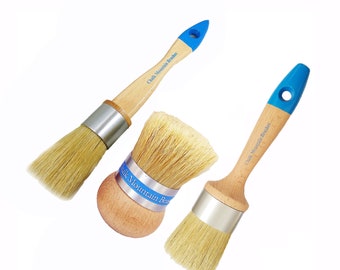 Kit de pinceles: Pinceles de cerdas de jabalí para pintura y cera, paquete de 3