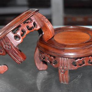 Chinese hand carved natural rosewood circular base,vase base,storage rack ornaments a pair,beautiful shape