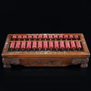 Chinese hand carved rosewood inlaid precious stone beads abacus small table,base ornament,exquisite and precious