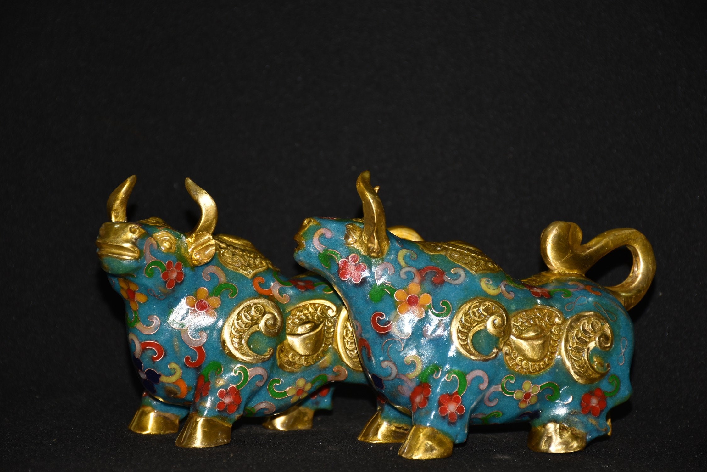 ◇舩◇ 中国古元 銅製 麒麟像 32cm 1286g 霊獣 鍍金 唐物骨董