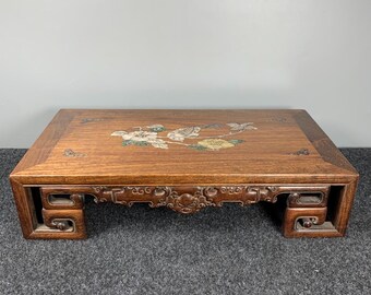 Chinese Pure Hand Carved Exquisite Rosewood Flower and Bird
