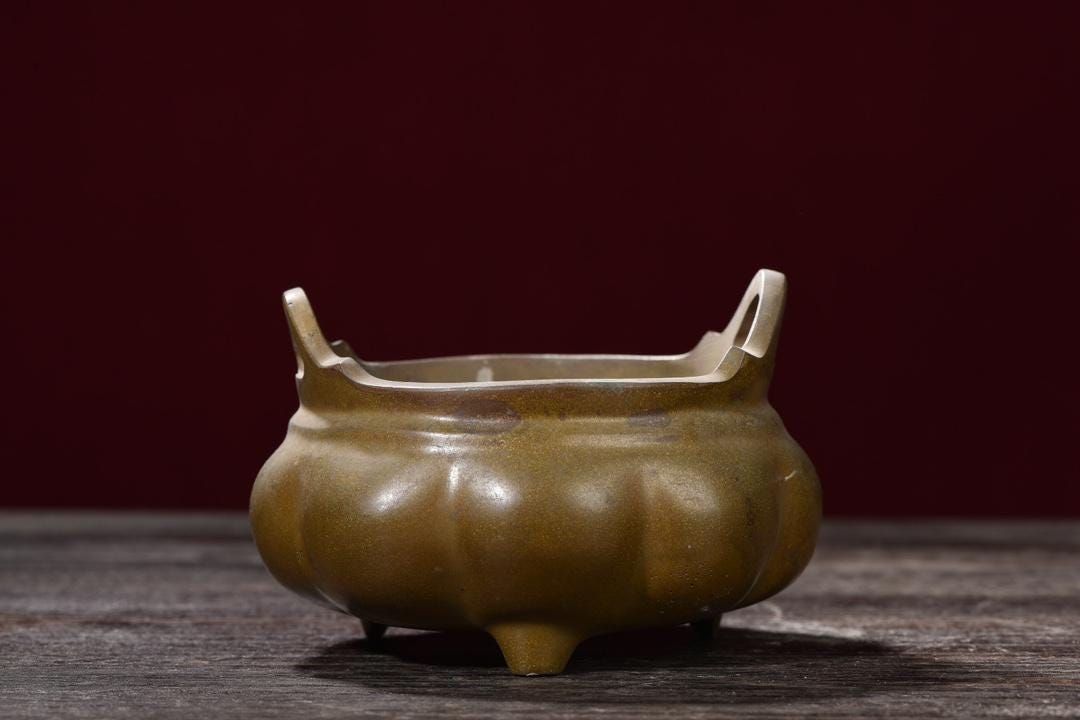 中国製の精巧で希少な純銅製の香炉、ユニークな形状、貴重な