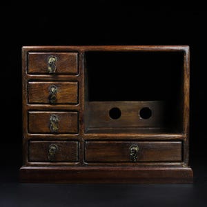 Chinese antique hand carved exquisite natural rosewood drawer cabinet jewelry box ornament,highly collectible