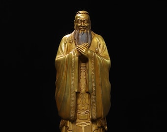 Colecciona exquisitos y raros ornamentos de estatuas de Confucio bañadas en cobre dorado, preciosos y únicos.