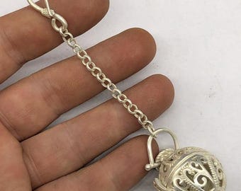 Chinese hand carved exquisite and rare Tibetan silver inlaid jade hollow incense balls/hanging furnaces/incense burner, precious and unique