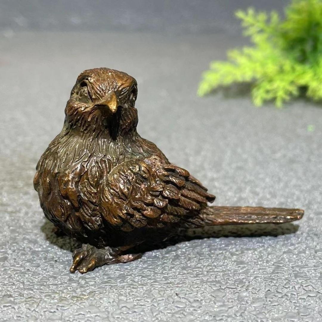 中国の手彫りの絶妙で珍しい純銅の鳥の像、貴重でユニーク - Etsy 日本