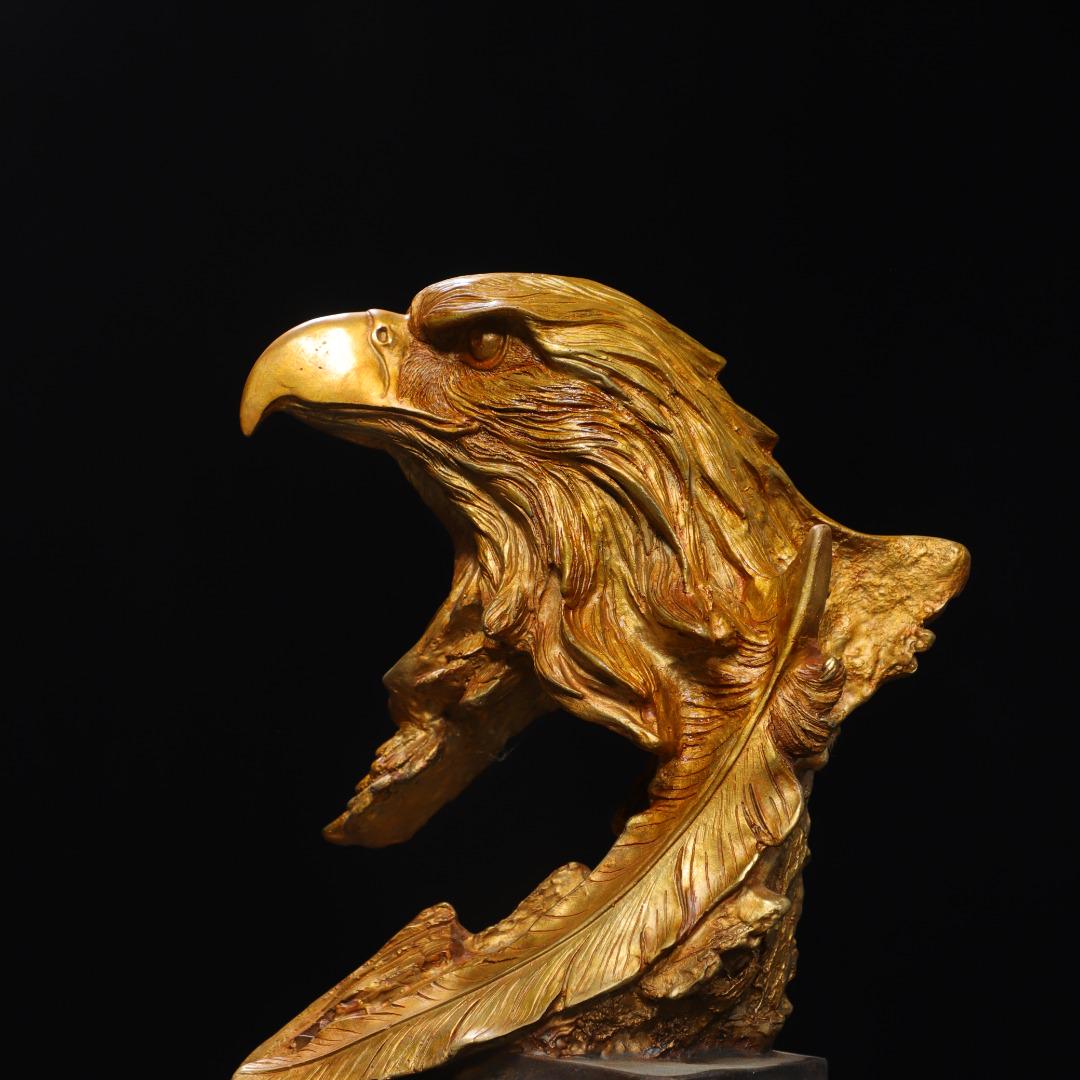 純粋な手彫りのブロンズ製金箔の鷲の像の装飾品を集めました - Etsy 日本