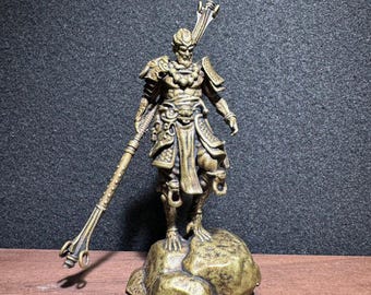 Chinese pure hand-carved pure copper statue of the monkey king,Decor,exquisite pattern,can be collected