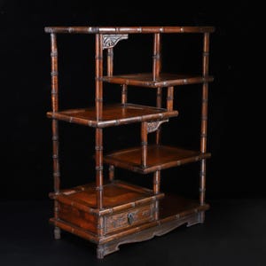 Chinese antique pure handmade rosewood carved bamboo pattern Bogu shelf flower stands,display stand,collection