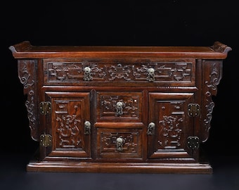 Chinese Solid wood Dragon‑Carved Cabinet,furniture decoration, Collectible