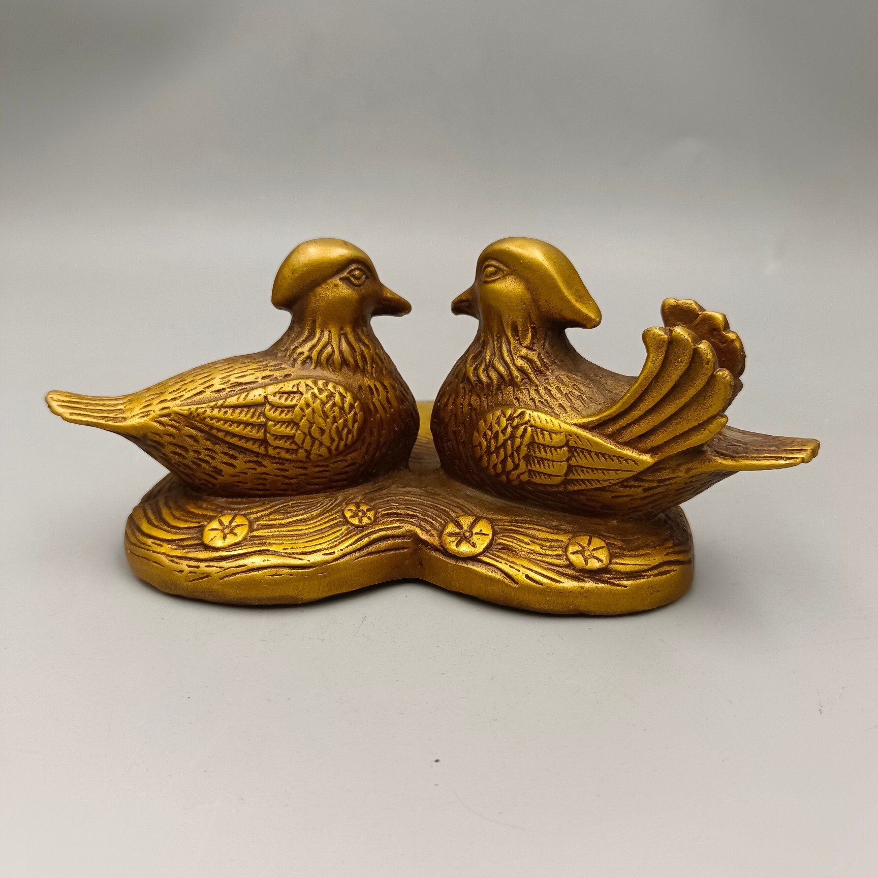 Vintage IN Legno Anatra Uccello Figurina Originale Old Mano Intagliato Sottile e