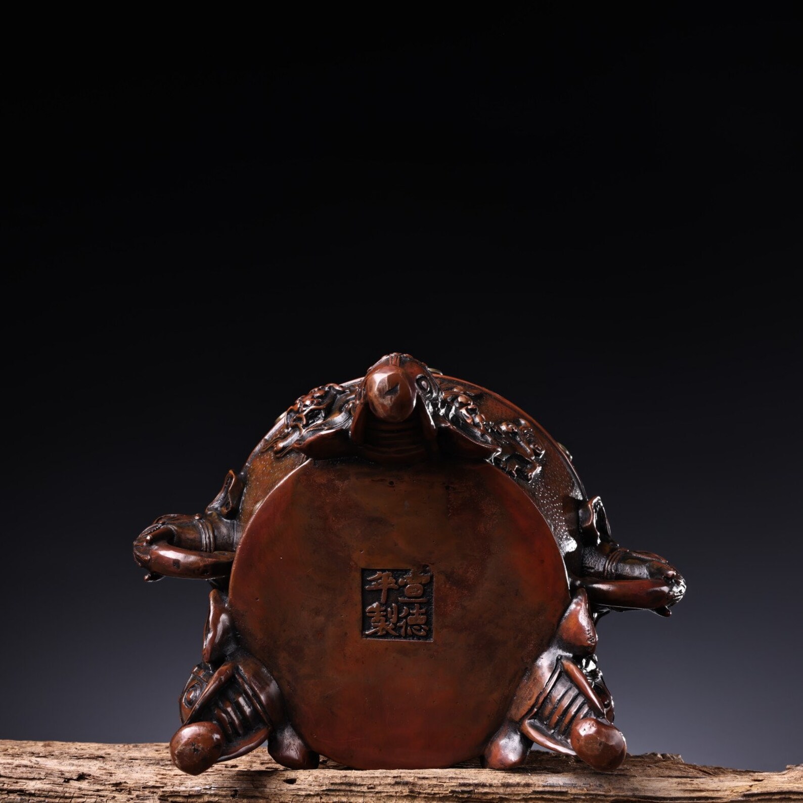 Chinese Antique Pure Copper Red Copper Inlaid Gems Hand Carved Hollow ...