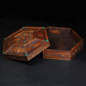 Chinese pure hand carved natural rosewood exquisite pattern inlaid gems jewelry box,Duobao box,storage box decoration,high collection