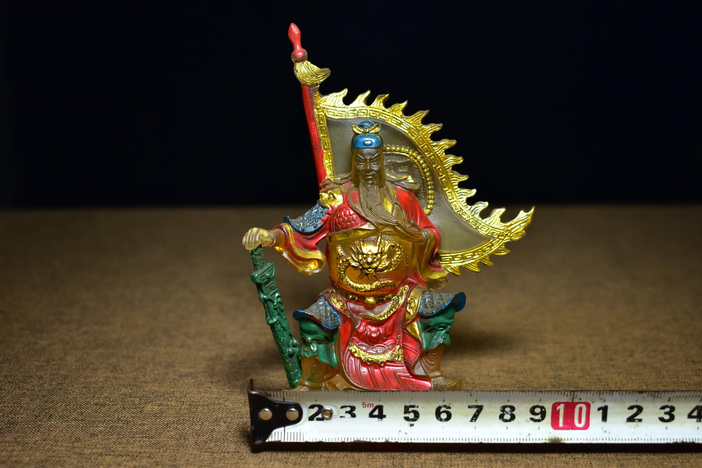 Chinese Pure Hand-carved Coloured Glaze Glass Guan Gong Buddha
