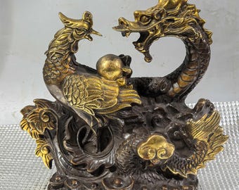 Chinese Antique Handcrafted Large Gilt Bronze Seiko Animal Dragon