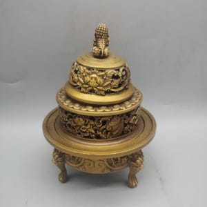 Collect handmade carved copper incense burner ornaments, exquisite and unique