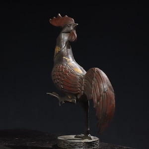 Chinese antique hand carved exquisite and unique pure copper independence rooster ornament,zodiac chicken,home decoration,unique shape