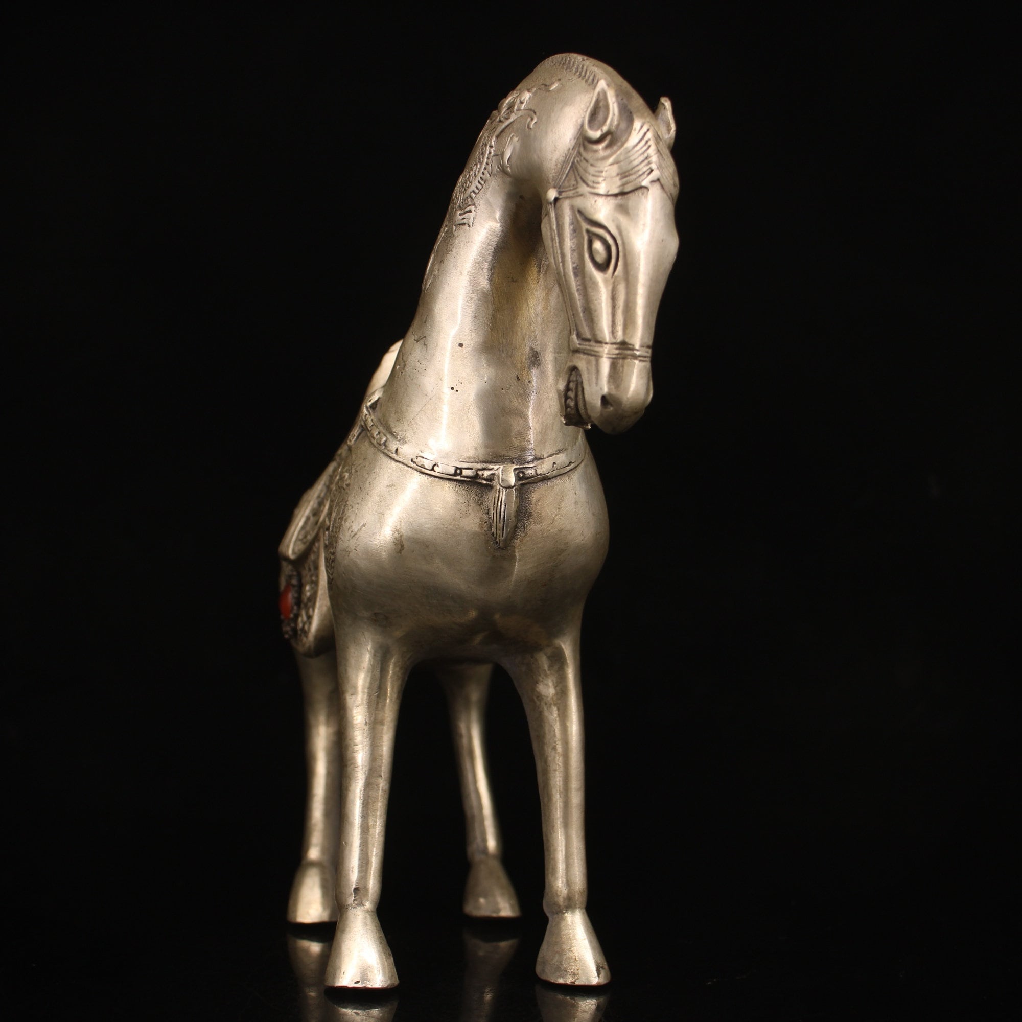 Rarest Shape Chinese Antique Pure Copper Inlaid Gems Horse Statues Are Hand Carved ...