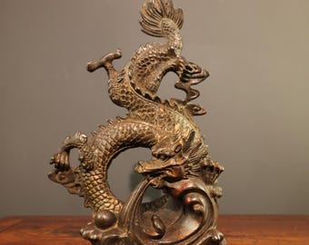 アジアのアンティークの純粋な手彫りの純銅製、銀メッキ、宝石を