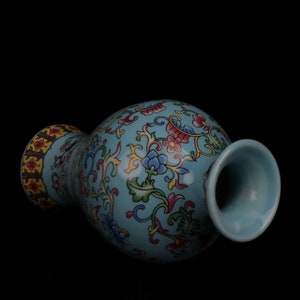 Collect exquisite lotus pattern blue glazed enamel color ceramic vase,porcelain vase,home decoration