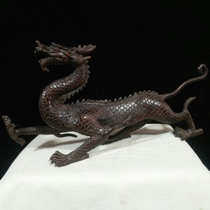 Chinese statues hand carved large pure copper auspicious dragon ornaments,desk,furniture decoration,worth collecting