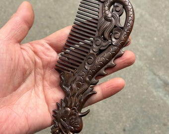 Met de hand gesneden bronzen drakenkam/massagekam/make-upkam