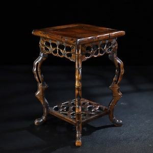 Supports de fleurs antiques chinois en bois de rose sculptés à la main, base de vase, collection