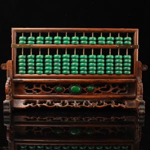 Collect hand carved exquisite rosewood inlaid jade bead abacus screen ornaments,home,desk decorations, precious and rare