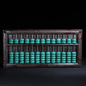 Chinese antique handcrafted exquisite and unique Solid wood inlaid turquoise abacus,furniture decorations,worth collecting