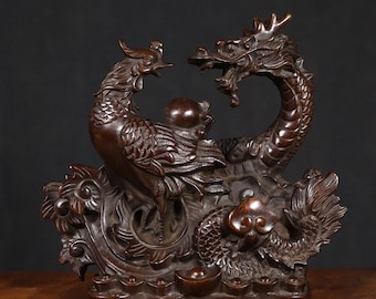 Chinese Antique Handcrafted Large Gilt Bronze Seiko Animal Dragon
