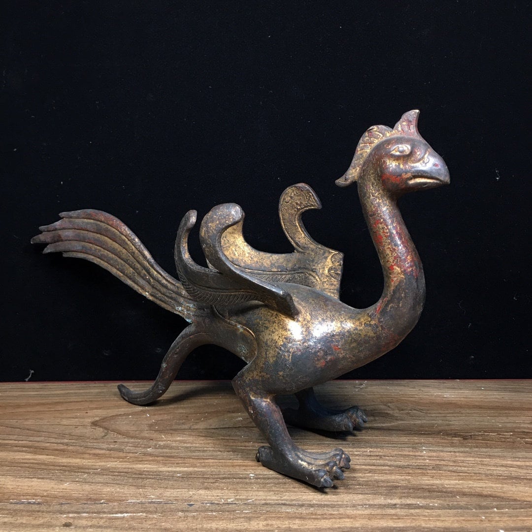 Exquisite Beast Chinese Hand Carved Exquisite and Unique Pure Copper Exquisite Phoenix ...