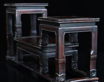 Estantería Bogu antigua china, tallada a mano en madera de palisandro, con base para jarrón, colección