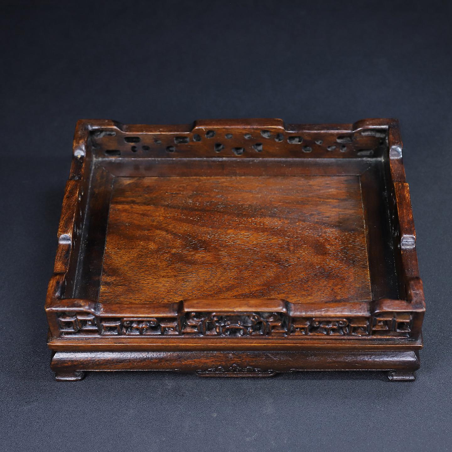 希少 ビンテージトレイ rosewood Collect Pure Hand Carved Natural Rosewood Base/tray/flower Rack