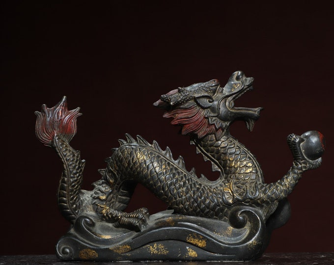 G6 Collection Hand Carved Wooden Dragon Figurine, Oriental