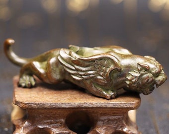 Collect hand carved pure copper bronze carved tiger statue small ornaments