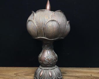 Chinese exquisite Bronze lotus incense burner ornament,home,desktop decoration exquisite and rare,collecting