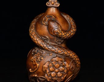 Chinese exquisite natural boxwood gourd statue ornaments pure hand carved exquisite,rare,worthy of collection