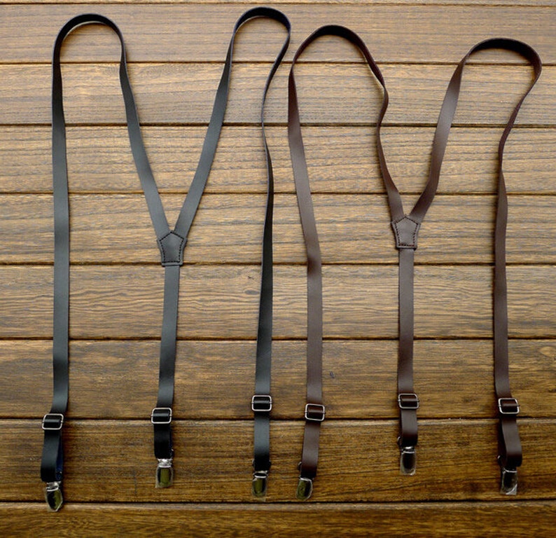 Wedding Suspender Retro Leather Suspenders1.5cm Width Mens Suspenders