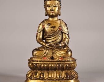 Samla utsökta och sällsynta Buddha-statyornament i ren koppar, värdefulla och unika