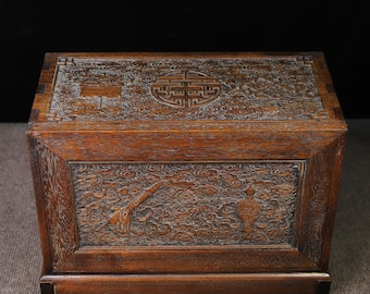 Collect exquisite and unique hand carved rosewood cloud pattern pull-out box/storage cabinet ornament,precious and finely crafted