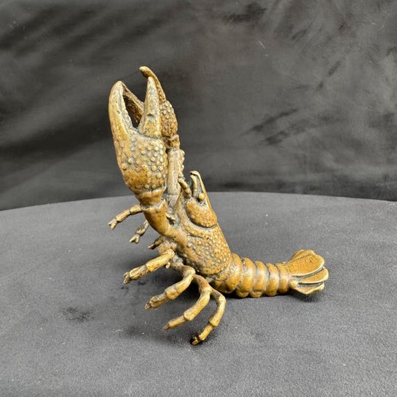 中国製の純粋な手彫りの純銅真鍮のザリガニの像の装飾品、デスクトップ