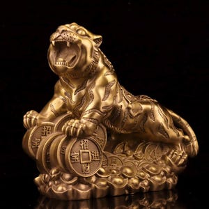 Chinesische reine Hand geschnitzte große reine Kupferverzierung Tiger Statue, reine Handarbeit vorzüglich und selten, kann gesammelt werden