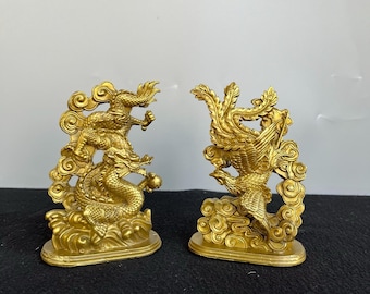 Chinese Antique Handcrafted Large Gilt Bronze Seiko Animal Dragon