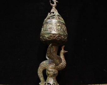 Brûle-encens Ancien Phénix Chinois, Support En Céramique, Finition Vintage, Vert Et Noir