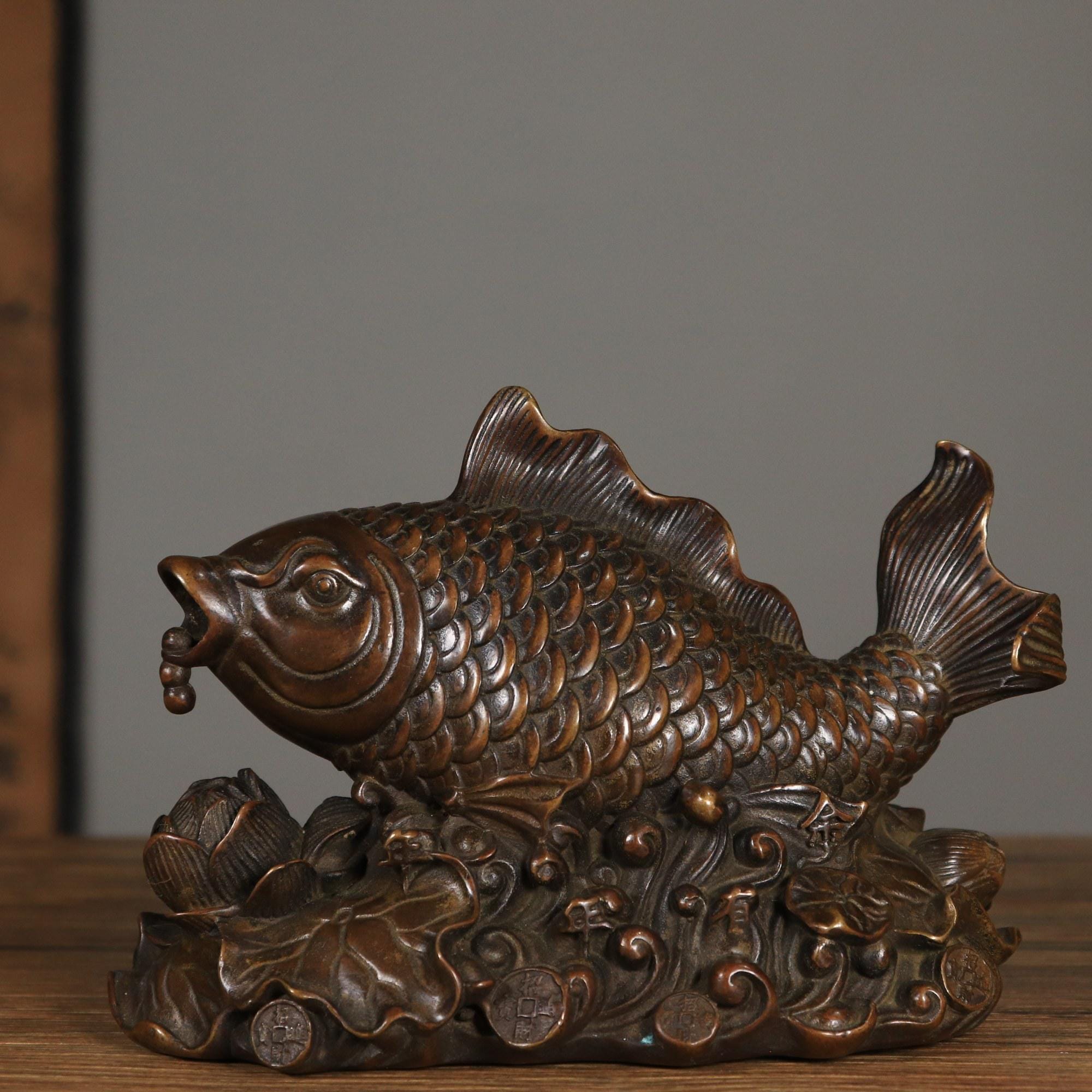 Collect Exquisite and Rare Pure Copper Fish Statue Ornaments